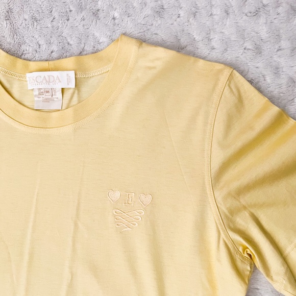 NWOT- ESCADA Yellow Embroidered Tee Shirt - Picture 4 of 9